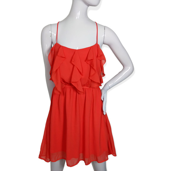 Charlotte Russe Dresses & Skirts - Charlotte Russe dress size small orange ruffle front spaghetti straps